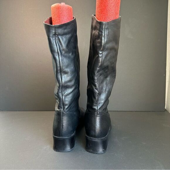 KF Limited Black Leather Roll Down Calf Boots Size 9 - Picture 5 of 7